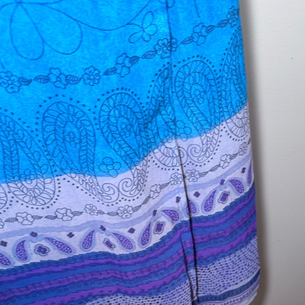 Mix Nouveau Blue Floral Wrap Maxi Skirt Size M - Picture 6 of 14